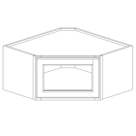 Dark Blue Shaker Glass Door Diagonal Corner Wall 24×12